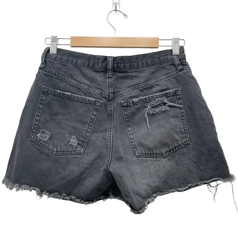 Free People We The Free Maggie Jean Shorts Montero Black Destroyed Wash Size 27